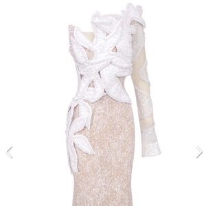 Stunning Sheer Floral Gown - White